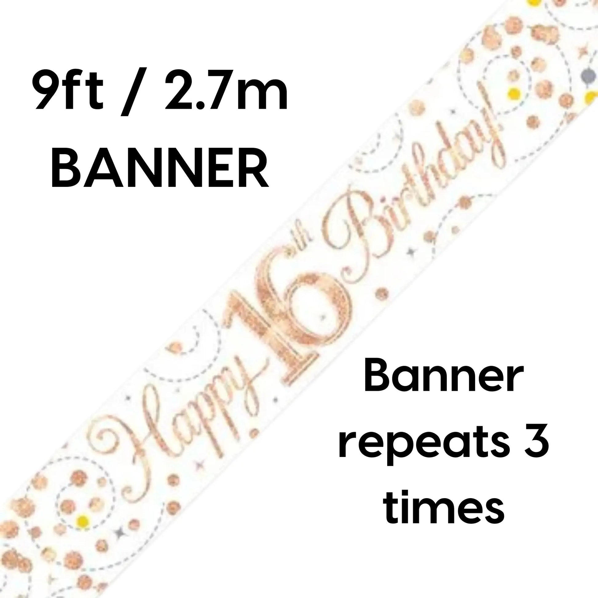 16th Birthday Banner Rose Gold | Sparkling Fizz Design