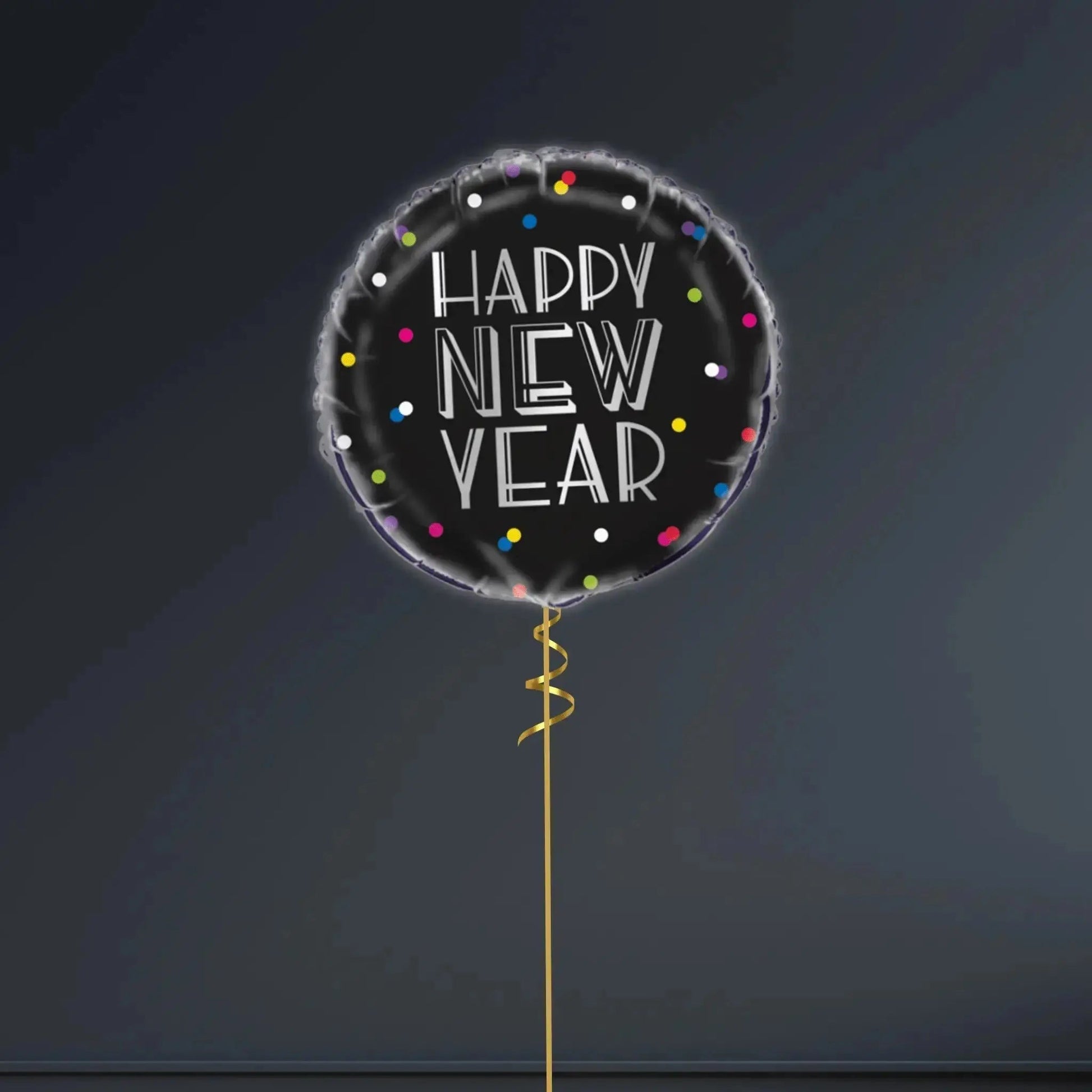 🎆 18" New Year Neon Dots Foil Balloon – Helium-Filled & Delivered 🎈