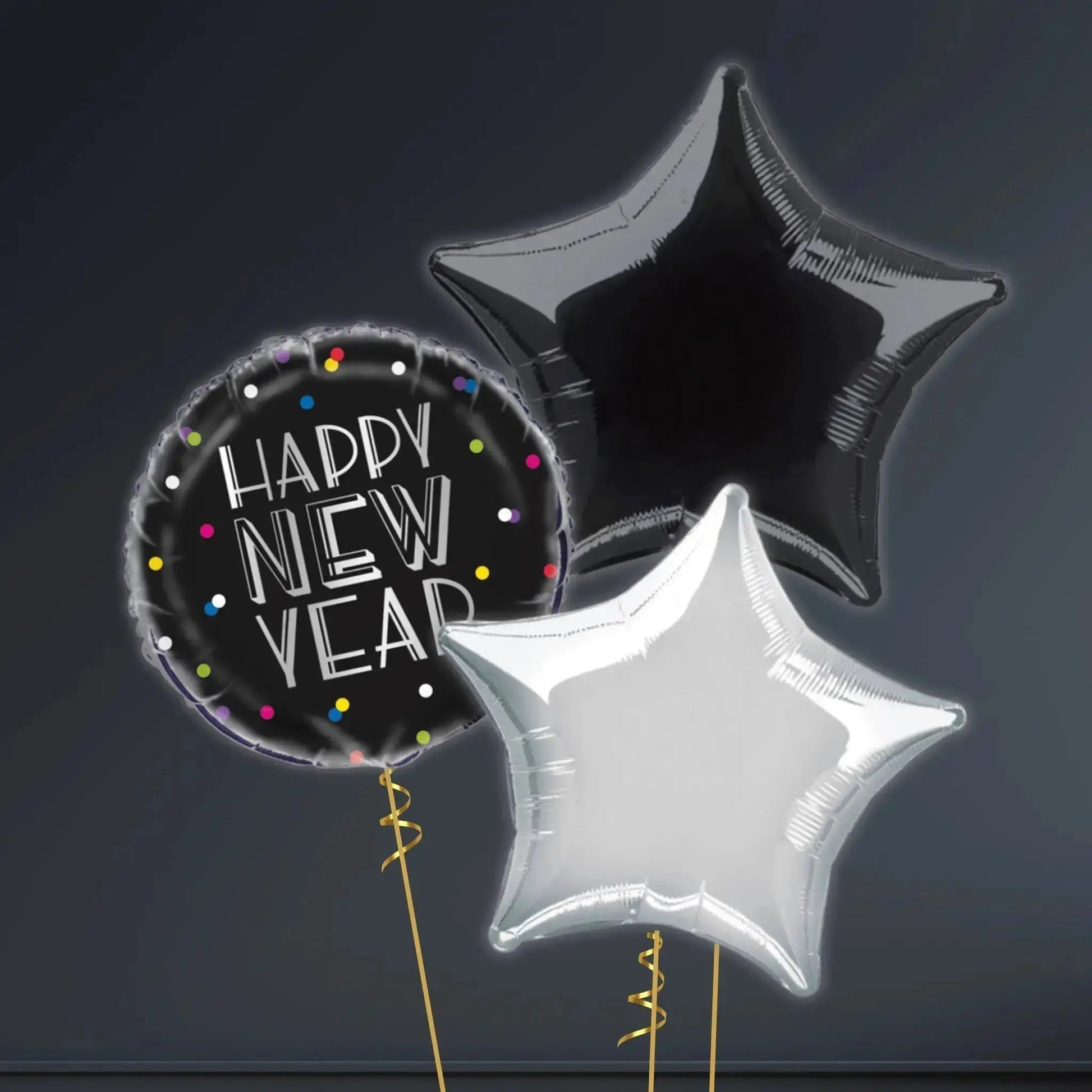 🎆 18" New Year Neon Dots Foil Balloon – Helium-Filled & Delivered 🎈