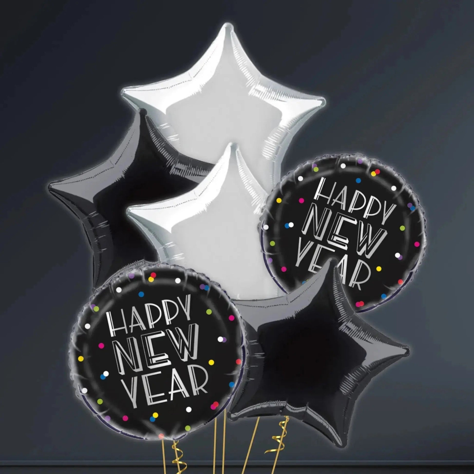 🎆 18" New Year Neon Dots Foil Balloon – Helium-Filled & Delivered 🎈
