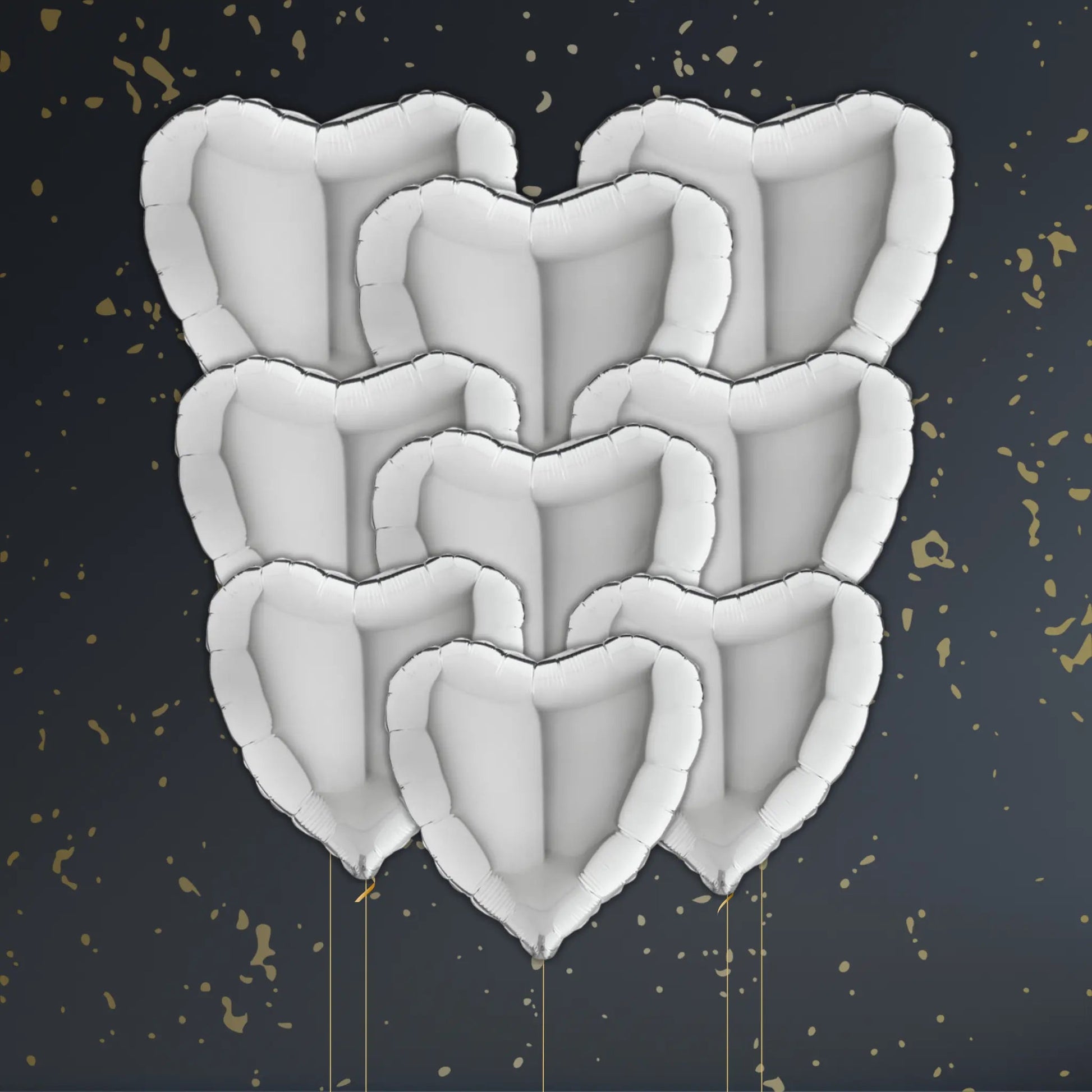 Silver Heart Balloon Package - Helium Filled