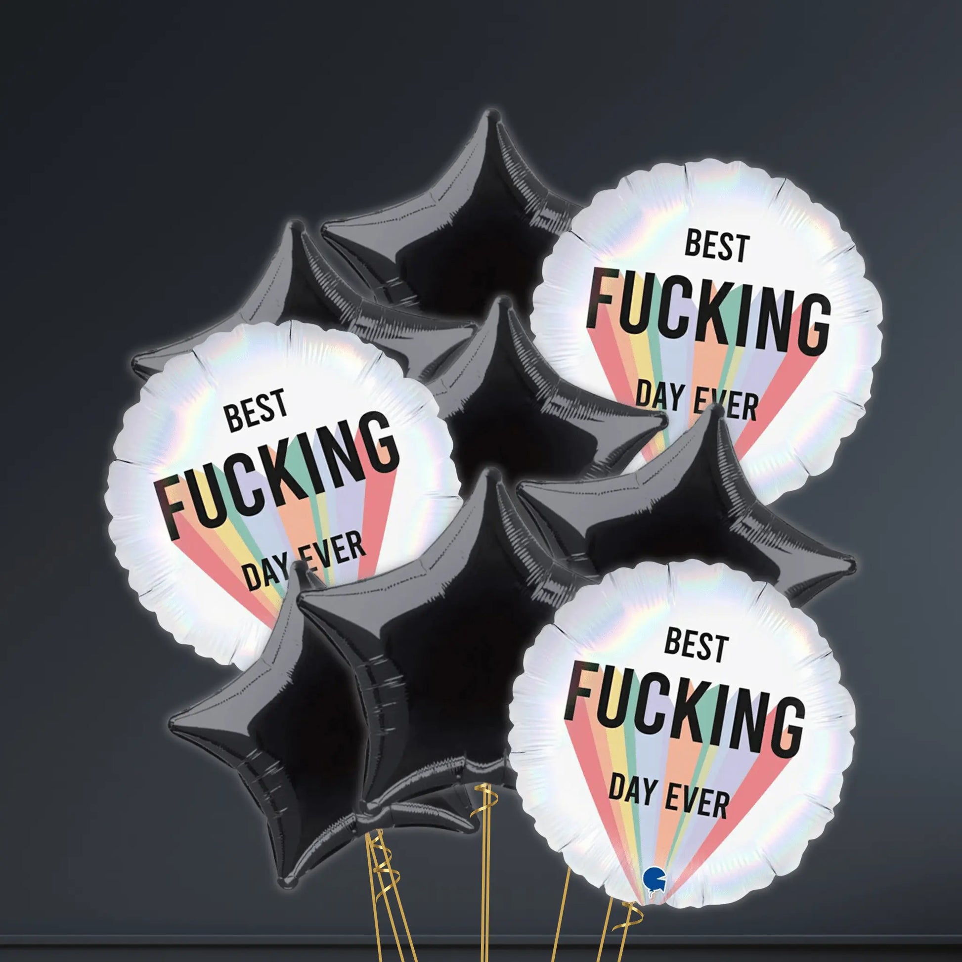 🎉 18" Best F*ing Day Ever Holographic Foil Balloon – Helium-Filled 🎈**