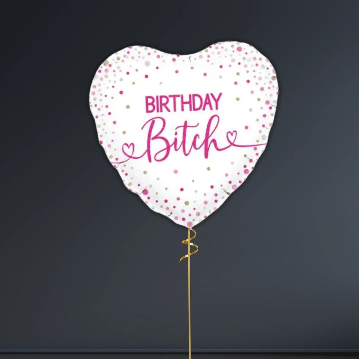 18 - inch Birthday Bitch Holographic Heart Balloon Bouquet - Helium Ready | The Party Hut