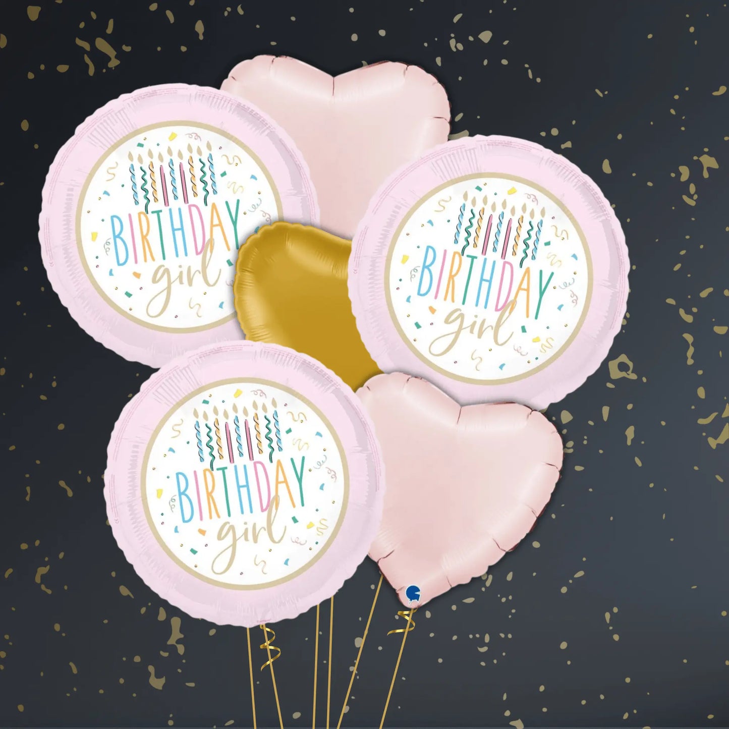 18" Birthday Girl Foil Balloon – Pastel Colours (Single or Bouquet of 3, 6, 9) | The Party Hut