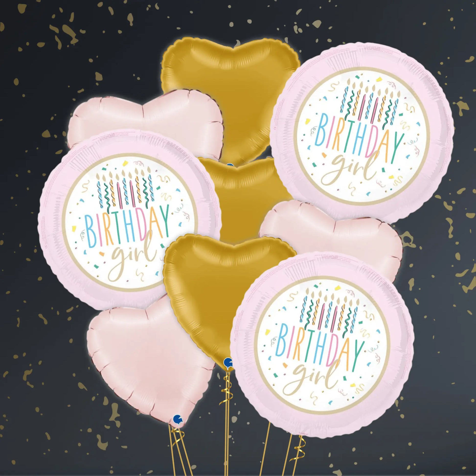 18" Birthday Girl Foil Balloon – Pastel Colours (Single or Bouquet of 3, 6, 9)