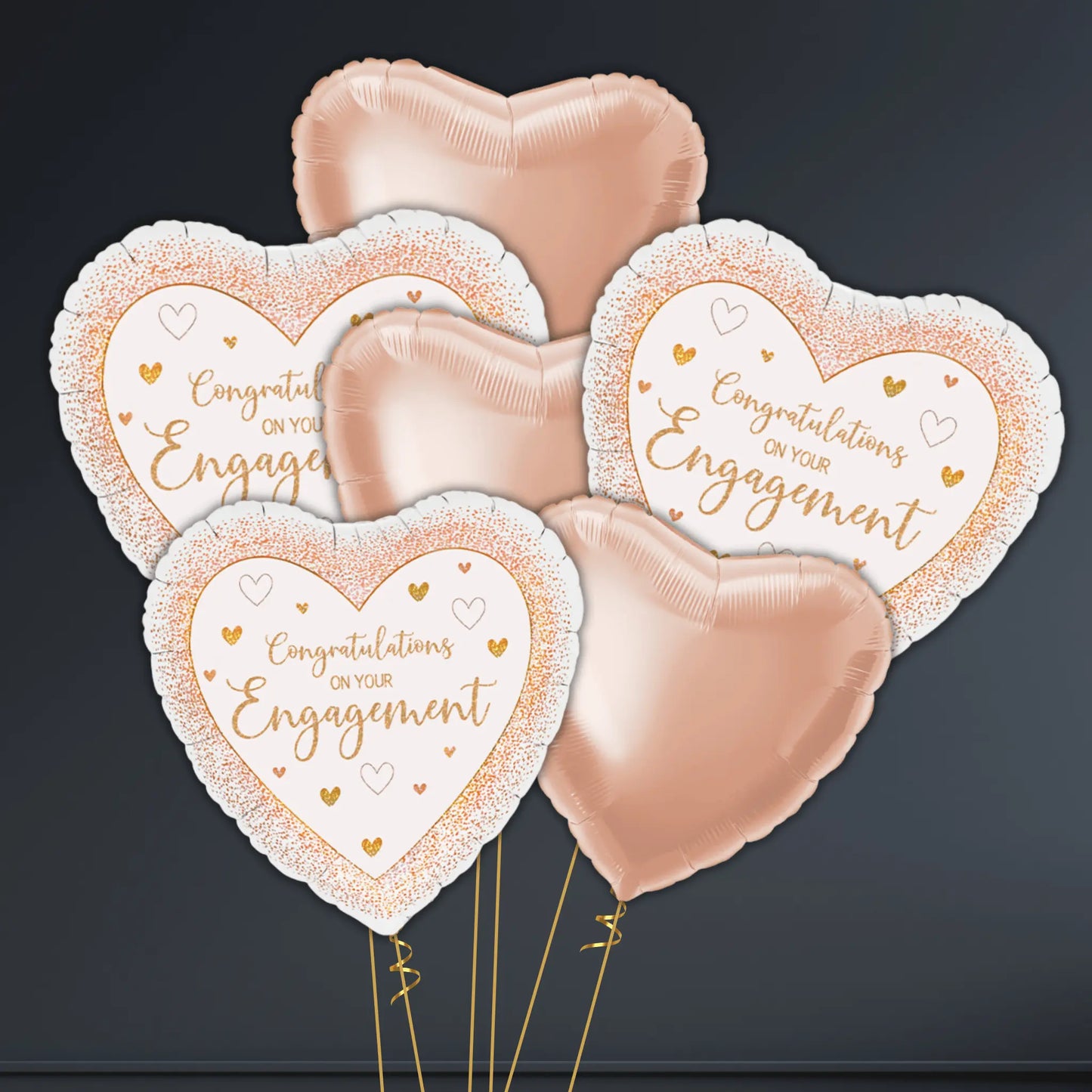 18" Engagement Congrats Rose Gold Heart Foil Balloon - Single or Bouquets of 3, 6, or 9 | The Party Hut