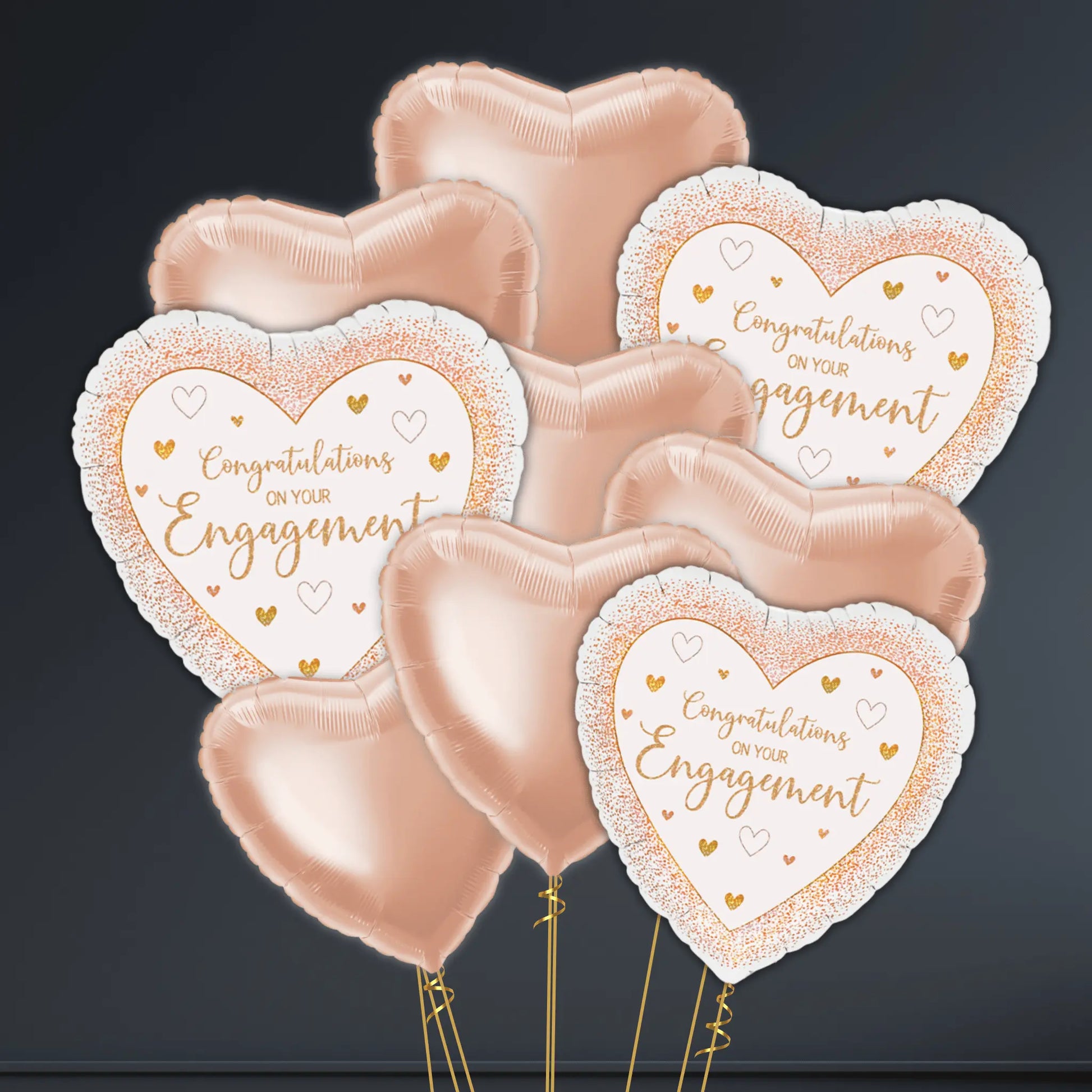 💍 18" Engagement Congrats Rose Gold Heart Foil Balloon – Helium-Filled 🎈