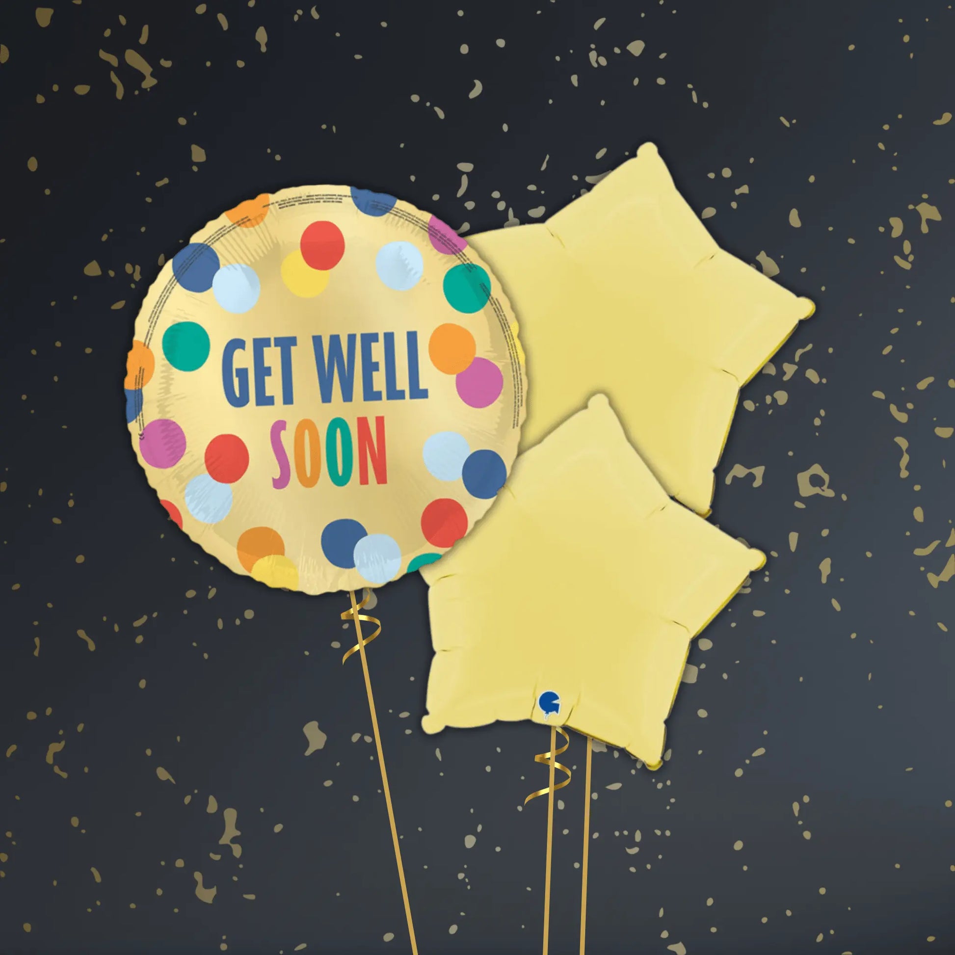 🌈 18" Get Well Soon Polka Dots Foil Balloon – Cheerful Balloon Package 🎈✨