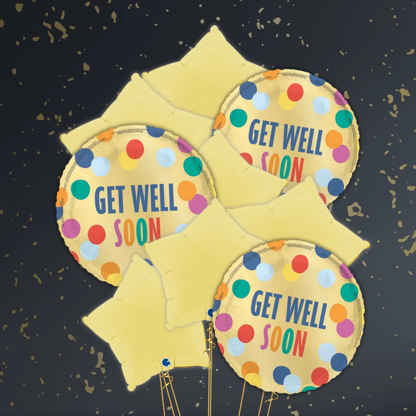 🌈 18" Get Well Soon Polka Dots Foil Balloon – Cheerful Balloon Package 🎈✨ | The Party Hut