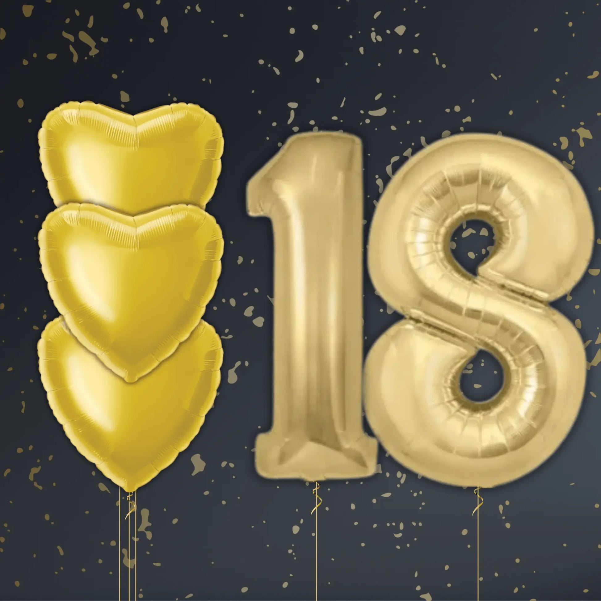 Gold Heart Balloon Package - Helium Filled