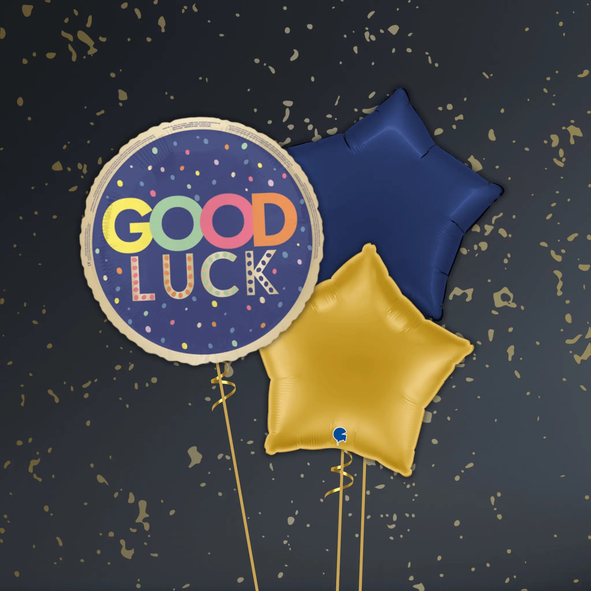 🍀 18" Good Luck Dots Navy Foil Balloon – Lucky Balloon Package 🎈✨