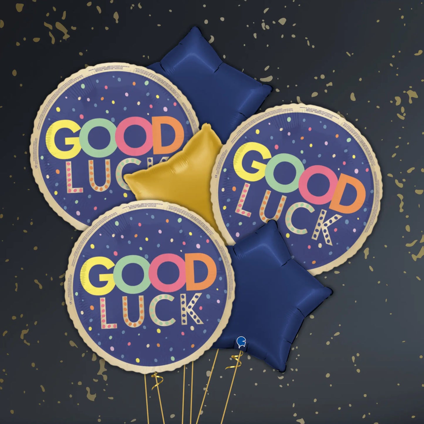 🍀 18" Good Luck Dots Navy Foil Balloon – Lucky Balloon Package 🎈✨ | The Party Hut