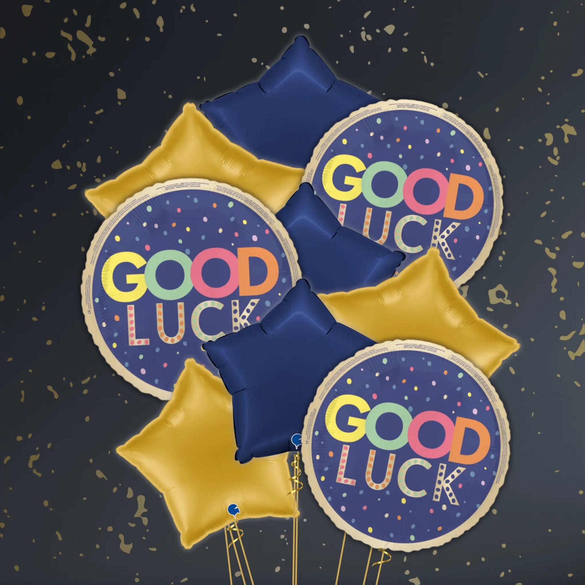 🍀 18" Good Luck Dots Navy Foil Balloon – Lucky Balloon Package 🎈✨