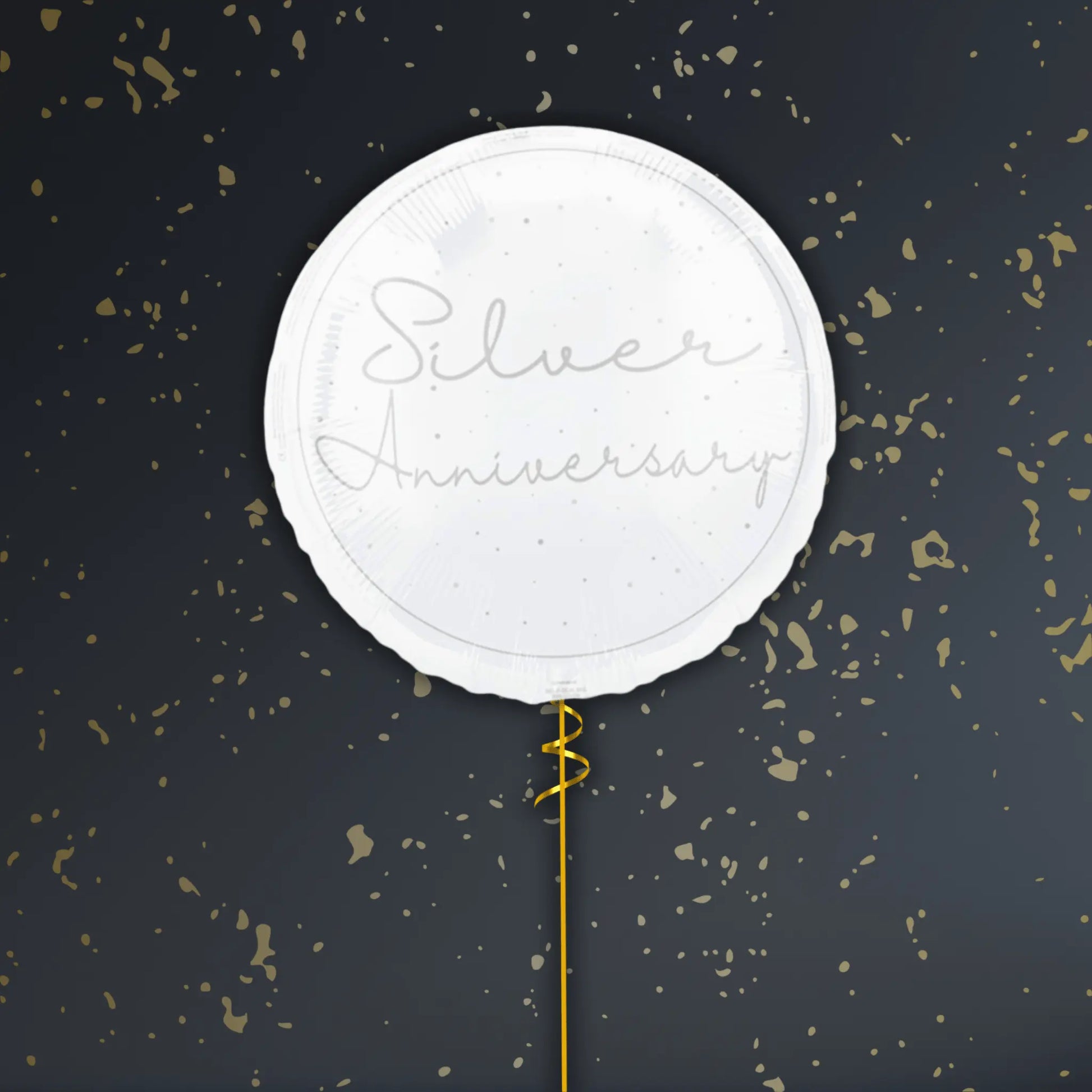 18" Happy Silver Anniversary Script Foil Balloon – Single or Bouquet (3, 6, 9 Balloons)