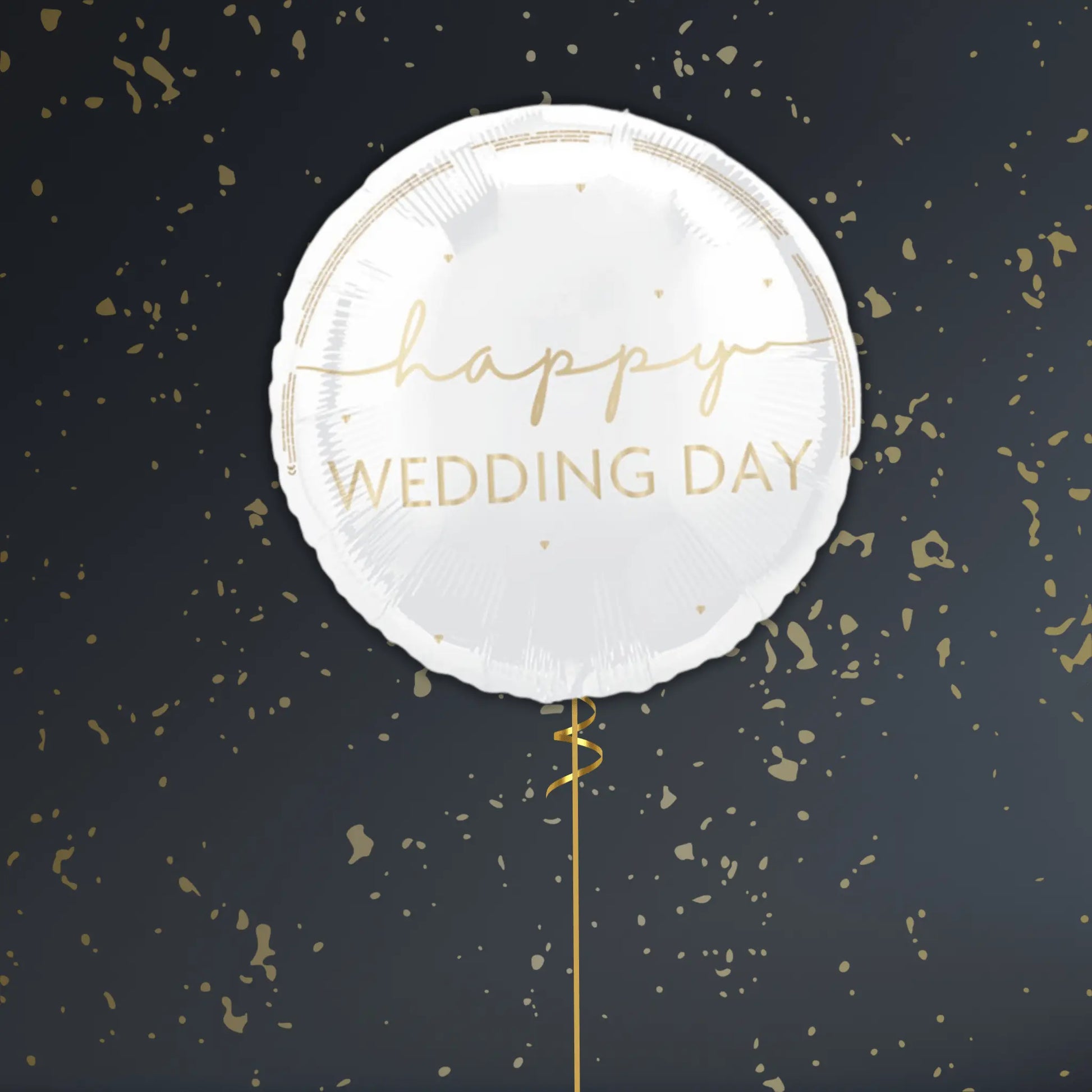 💍 18" Happy Wedding Day Gold Script Foil Balloon – Elegant Wedding Balloon Package 🎈✨