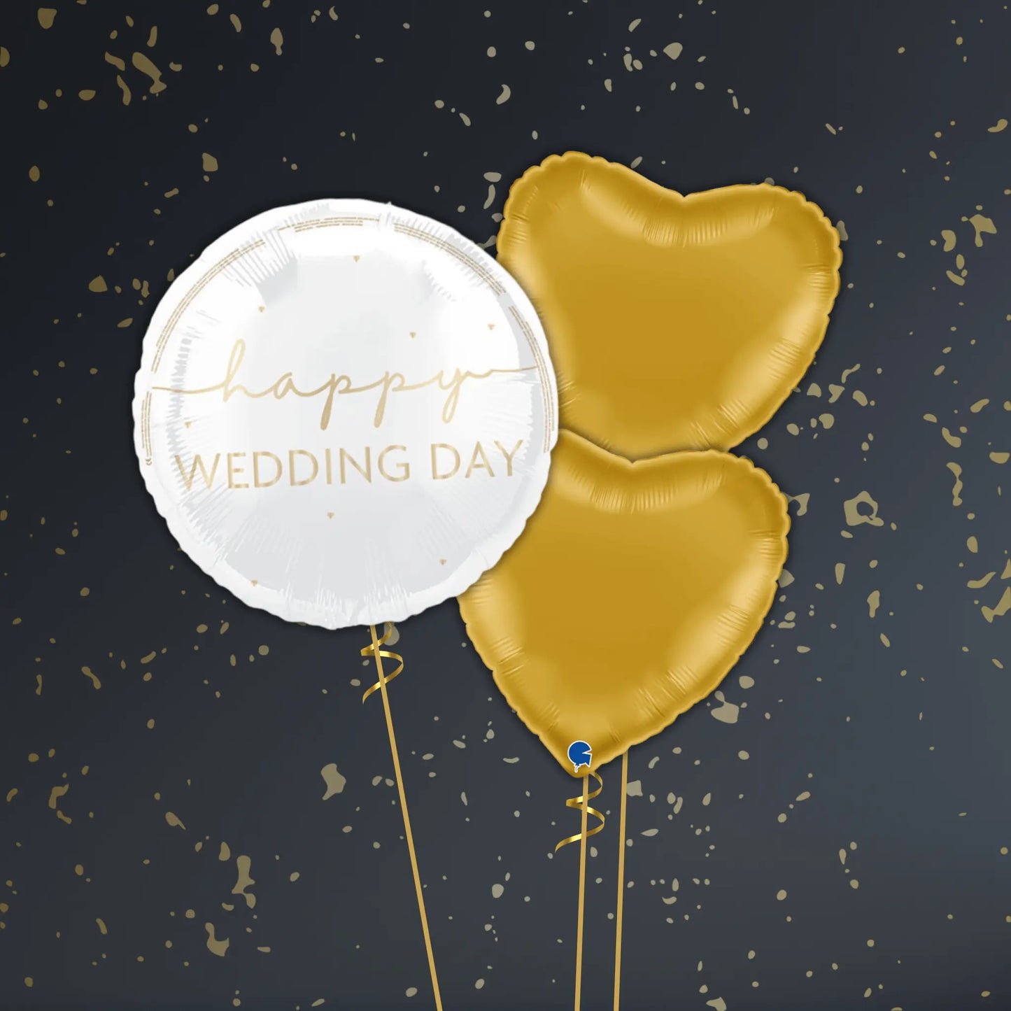 💍 18" Happy Wedding Day Gold Script Foil Balloon – Elegant Wedding Balloon Package 🎈✨ | The Party Hut