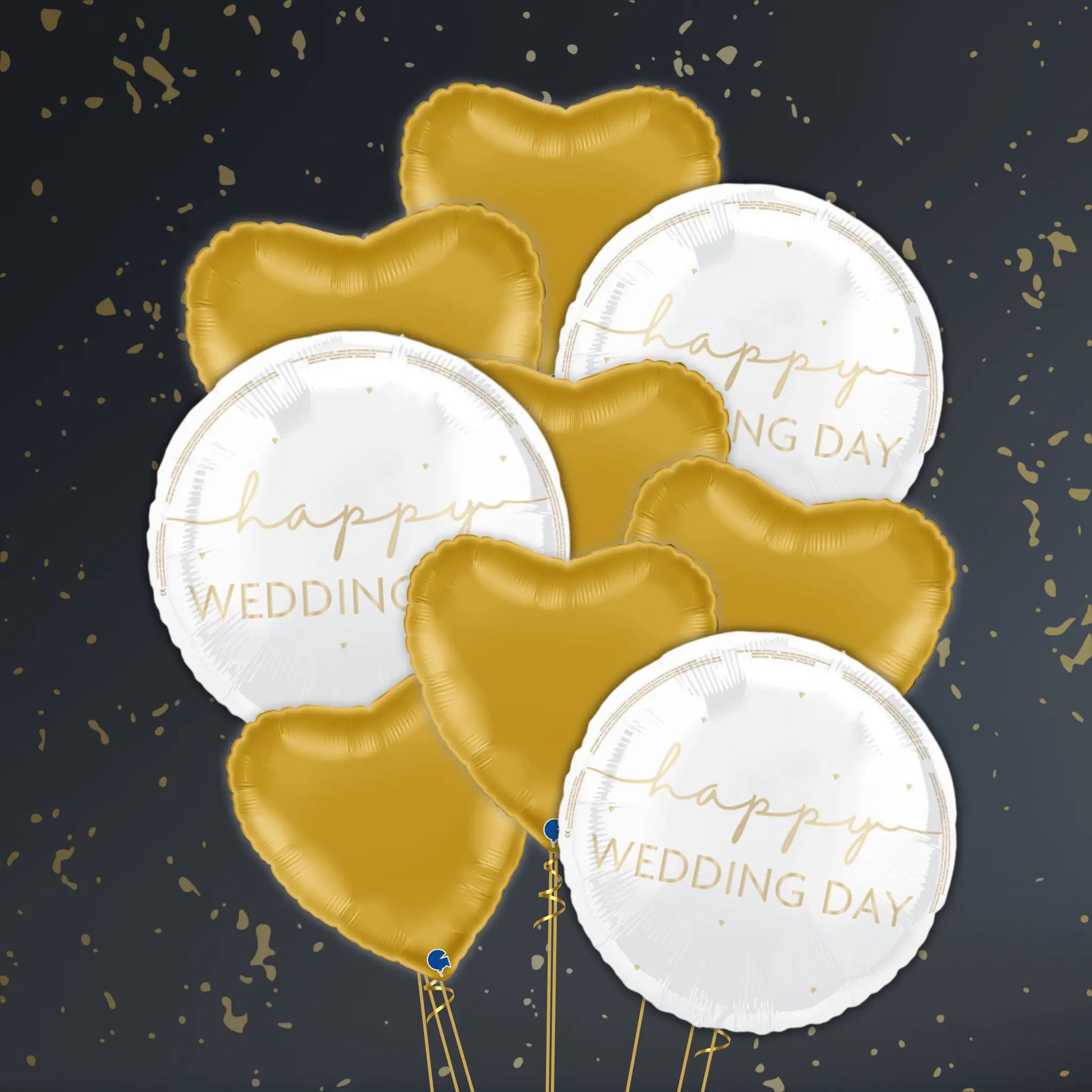 💍 18" Happy Wedding Day Gold Script Foil Balloon – Elegant Wedding Balloon Package 🎈✨