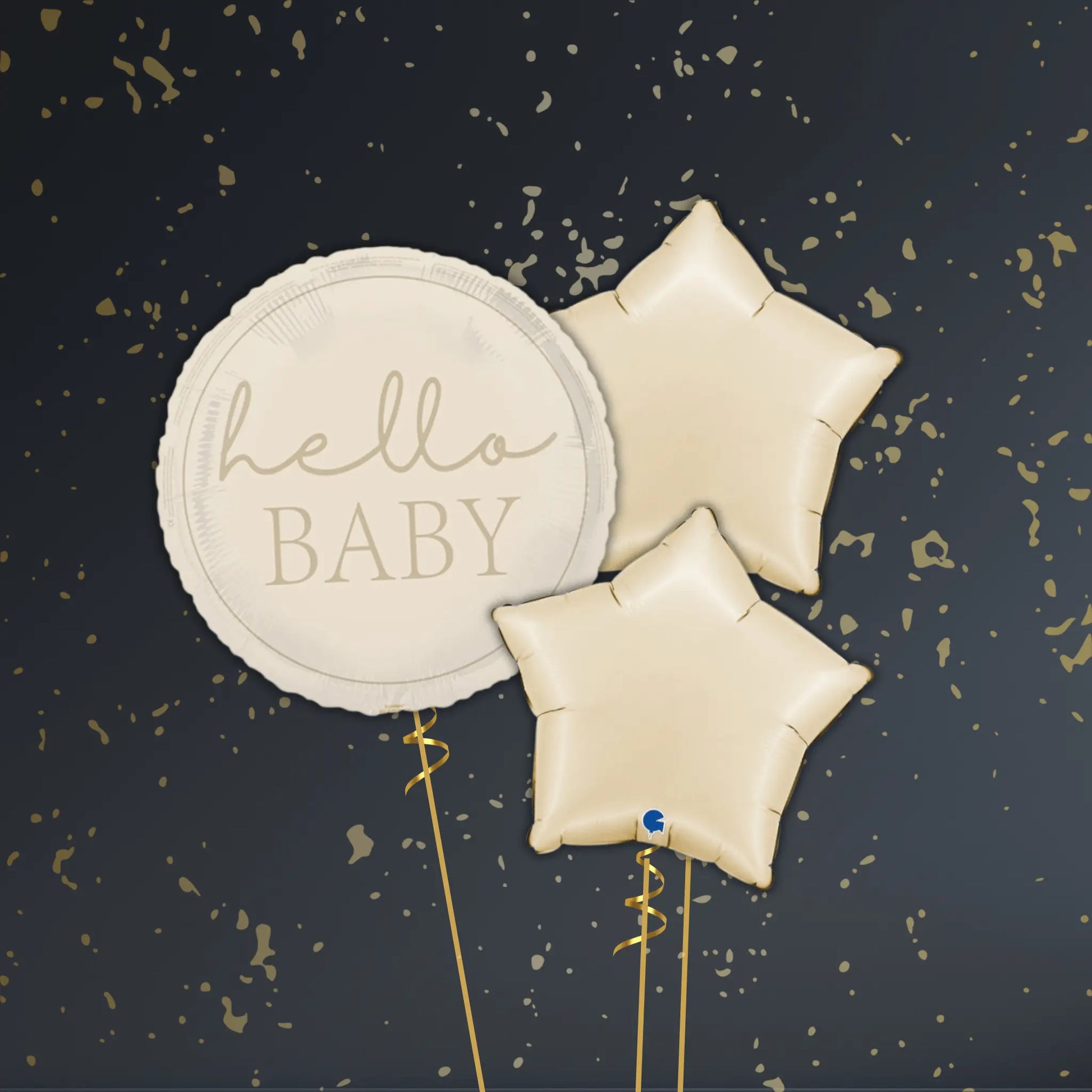🌿 18" Hello Baby Neutral Foil Balloon – Elegant Baby Celebration Balloons 🎈✨