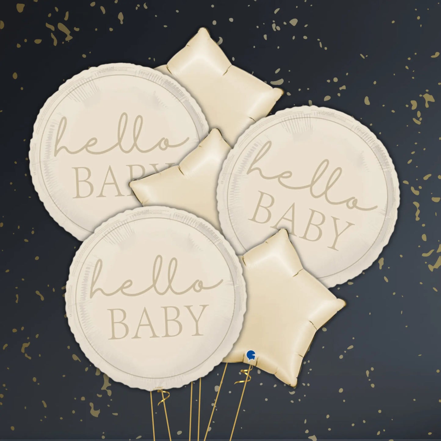 🌿 18" Hello Baby Neutral Foil Balloon – Elegant Baby Celebration Balloons 🎈✨ | The Party Hut
