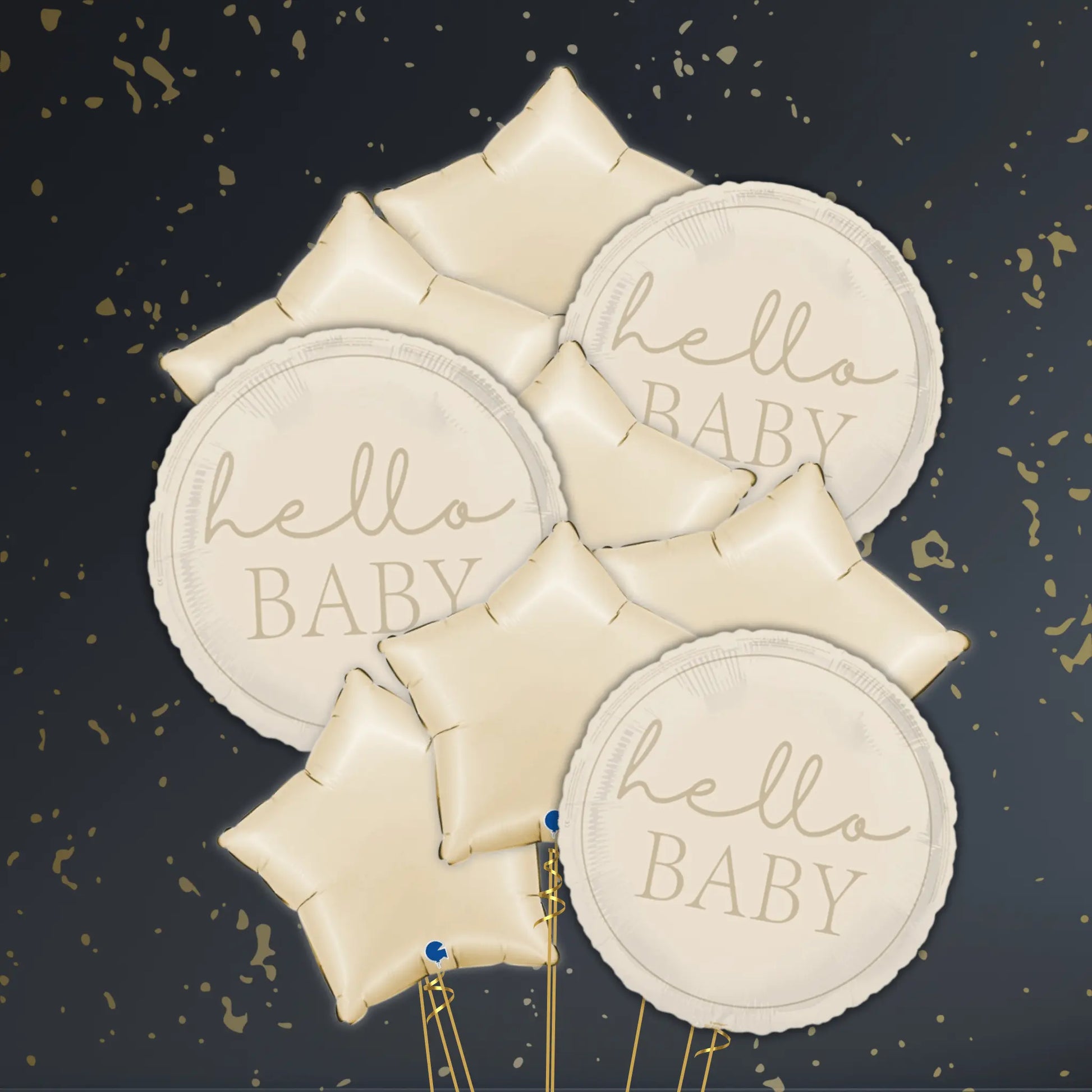 🌿 18" Hello Baby Neutral Foil Balloon – Elegant Baby Celebration Balloons 🎈✨