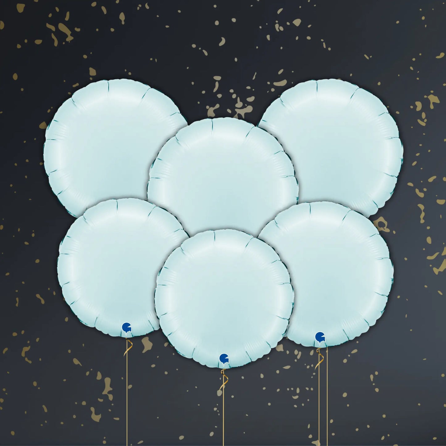 18" Grabo Pastel Blue Satin Round Foil Balloon – Single or Bouquet (3, 6, 9 Balloons) | The Party Hut