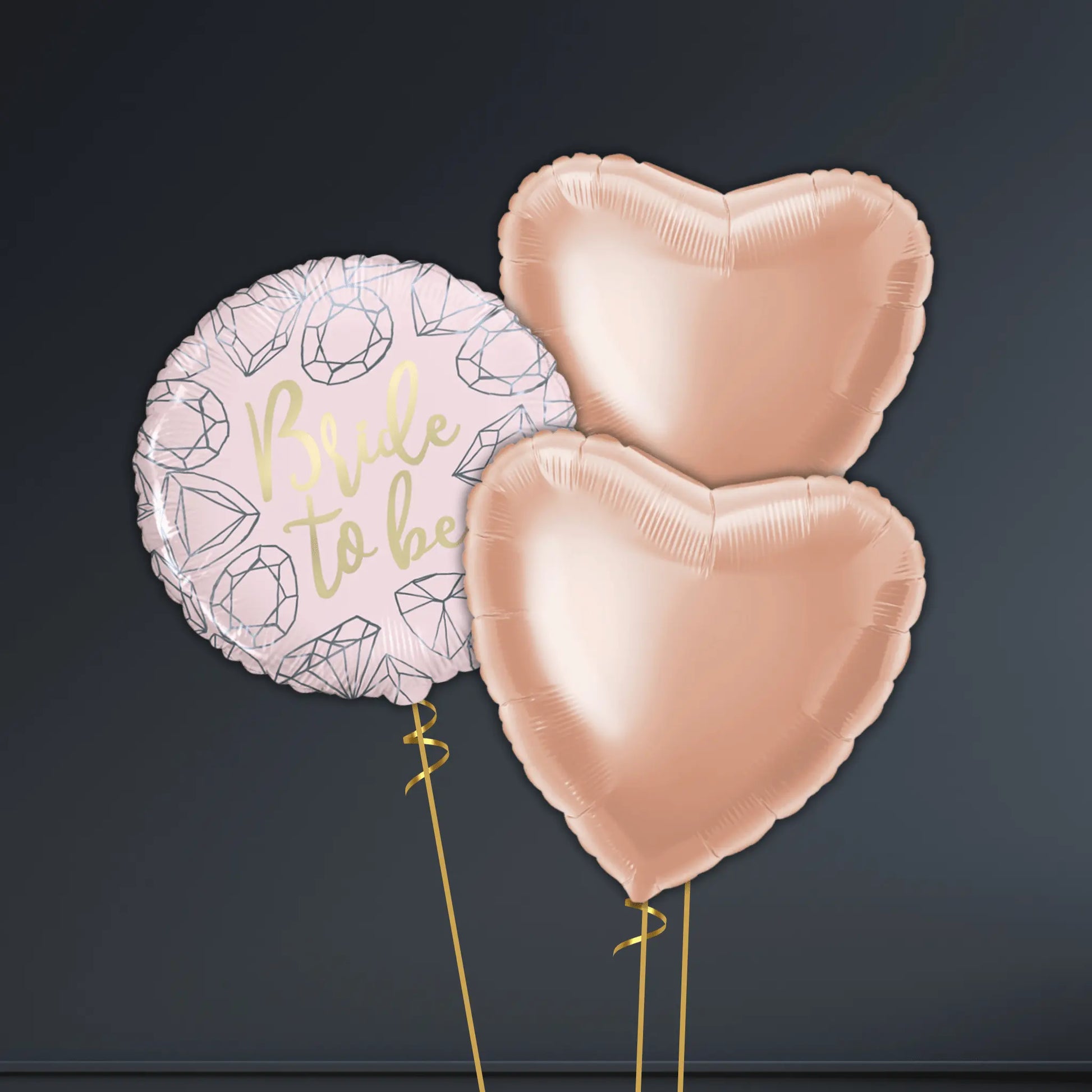 💍 18" Pink Diamond Bride To Be Foil Balloon Bunch – Helium-Filled 🎈