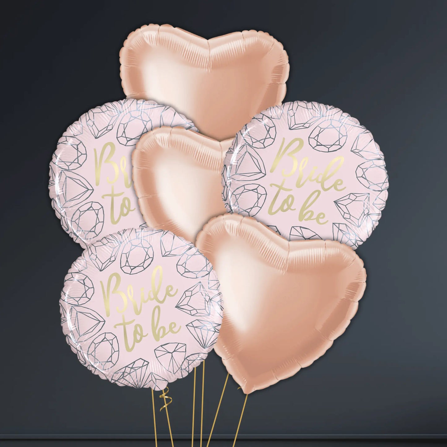 18" Pink Diamond Bride To Be Foil Balloon Bunch - Elegant Hen Party Decor | The Party Hut