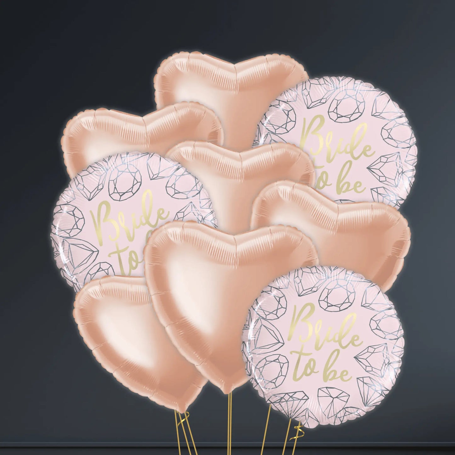 18" Pink Diamond Bride To Be Foil Balloon Bunch - Elegant Hen Party Decor | The Party Hut