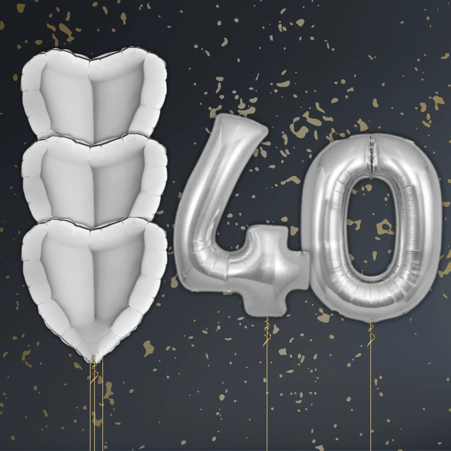 💿 18" Silver Heart Foil Balloon Package – Elegant Helium Balloons 🎈✨ | The Party Hut