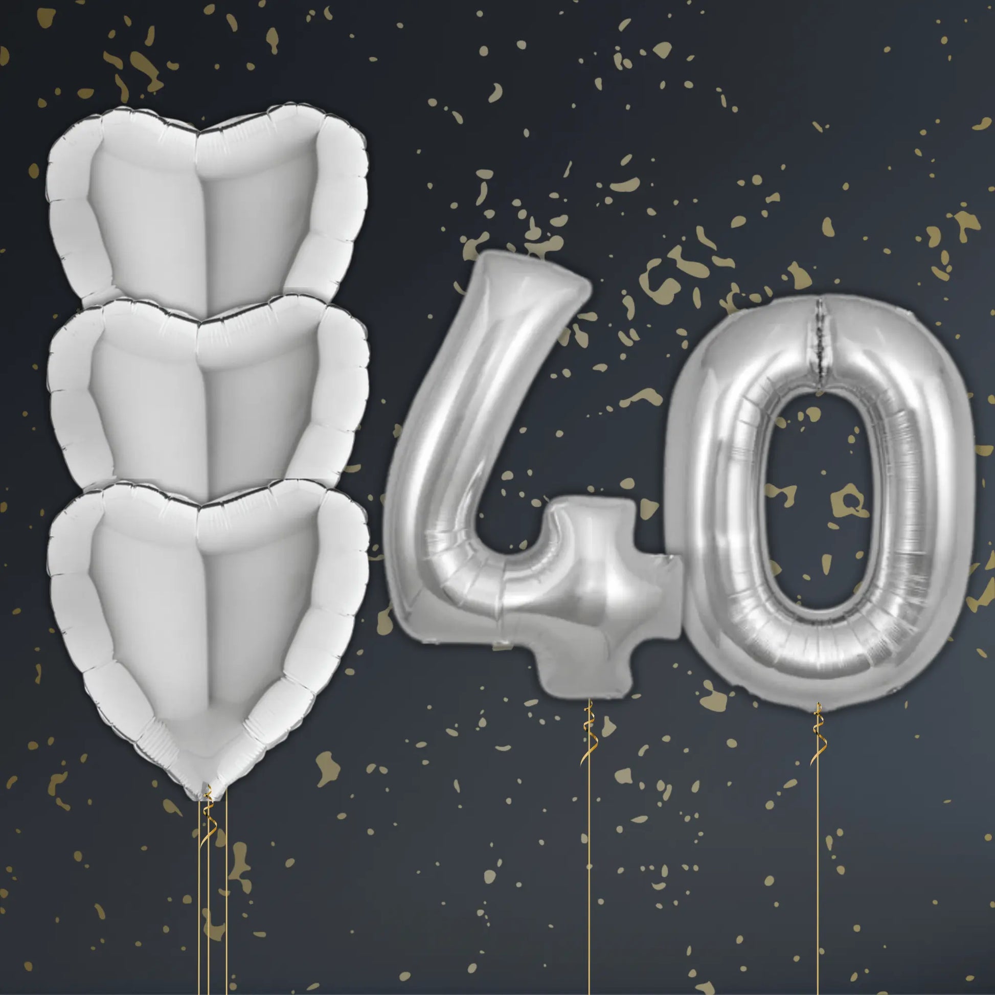 Silver Heart Balloon Package - Helium Filled