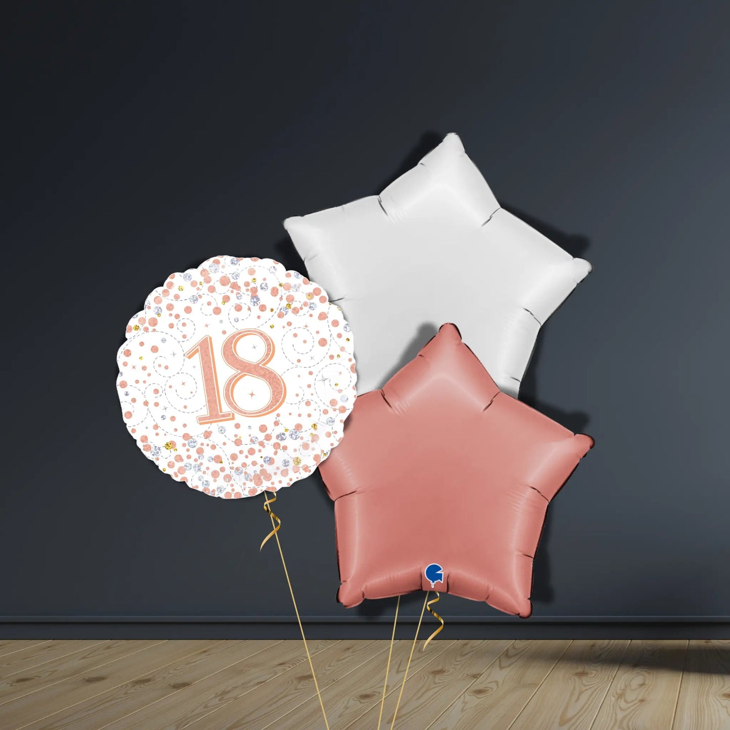 18th Birthday Balloon Package | Rose Gold Stars, Helium | The Party Hut Cheltenham