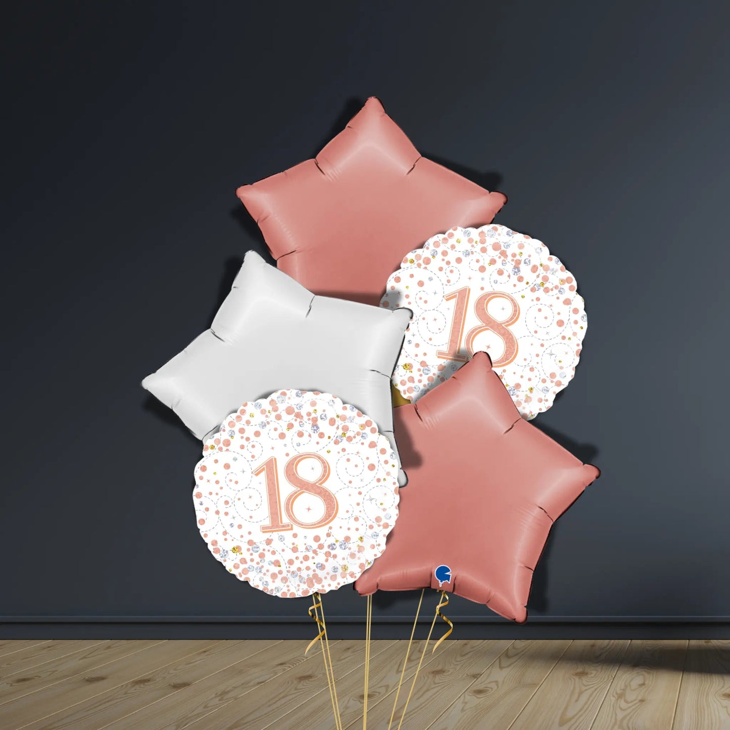 18th Birthday Balloon Package | Rose Gold Stars, Helium | The Party Hut Cheltenham