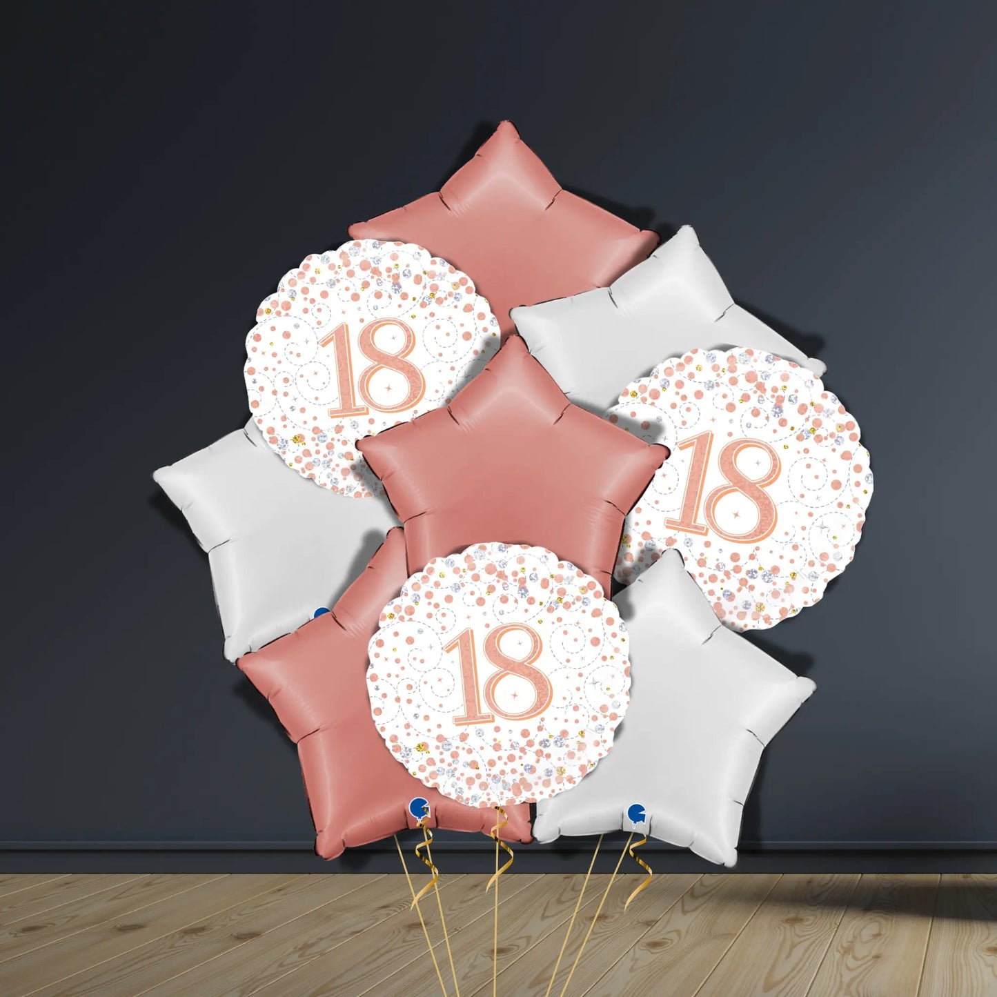 18th Birthday Balloon Package | Rose Gold Stars, Helium | The Party Hut Cheltenham