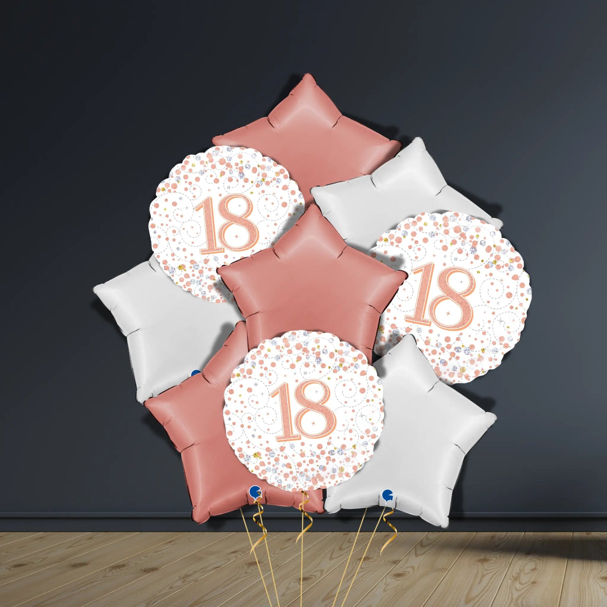 18th Birthday Balloon Package | Rose Gold Stars & Helium