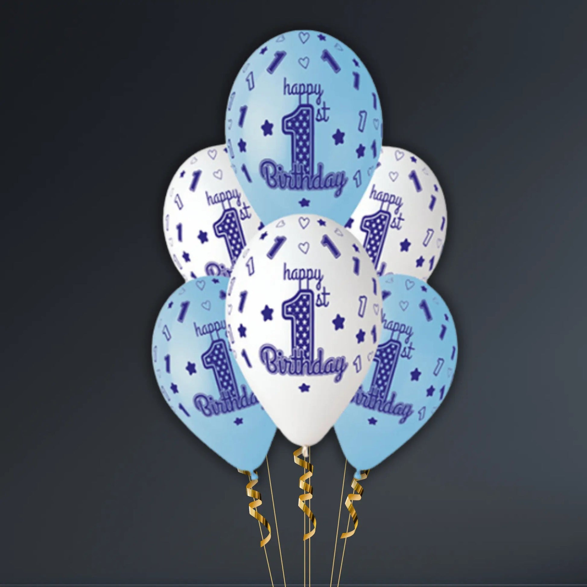 1st Birthday Boy Balloon Bouquet – Set of 6