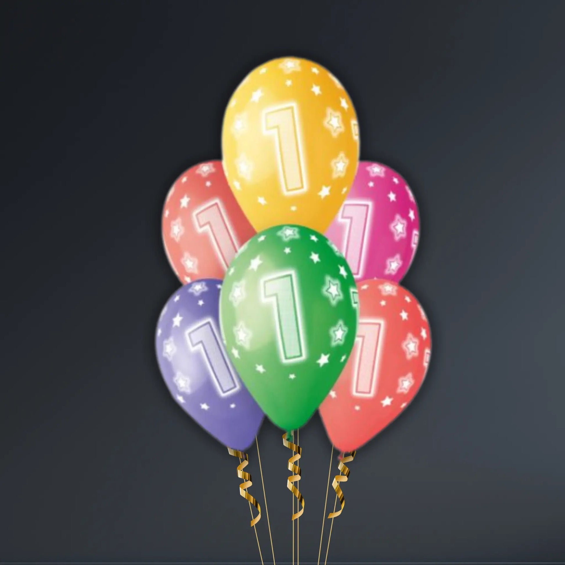 1st Birthday Balloon Bouquet – Set of 6 (Unisex)