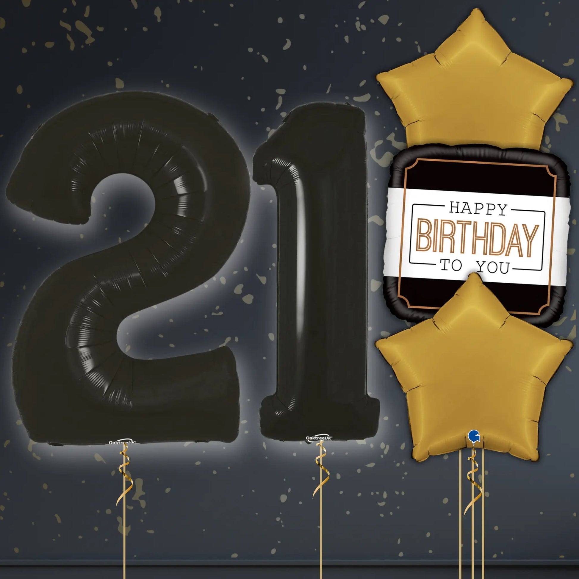 🎉 21st Birthday Black Numbers Balloon Package – Helium-Filled with Weights! 🎈✨