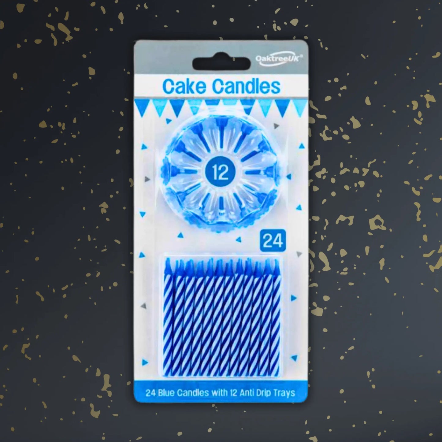 24 Blue Spiral Cake Candles with 12 Holders – Party Cake Essentials | The Party Hut