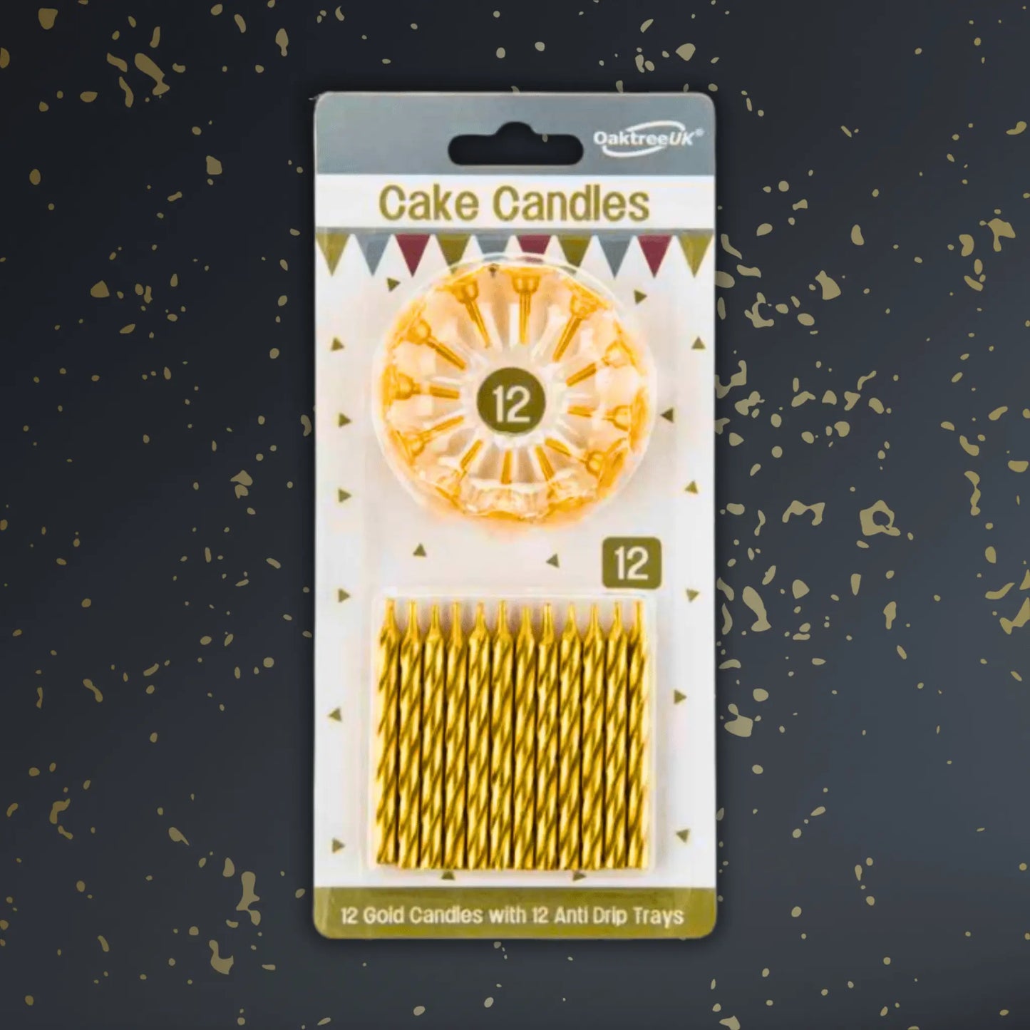 24 Metallic Gold Spiral Cake Candles with 12 Holders – Luxurious Party Essentials | The Party Hut