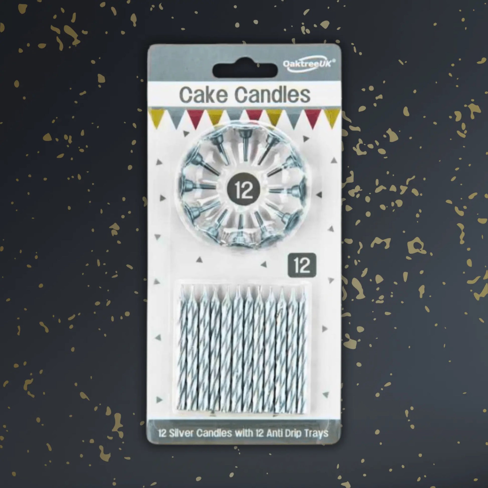 24 Metallic Silver Spiral Cake Candles with 12 Holders – Elegant Party Essentials