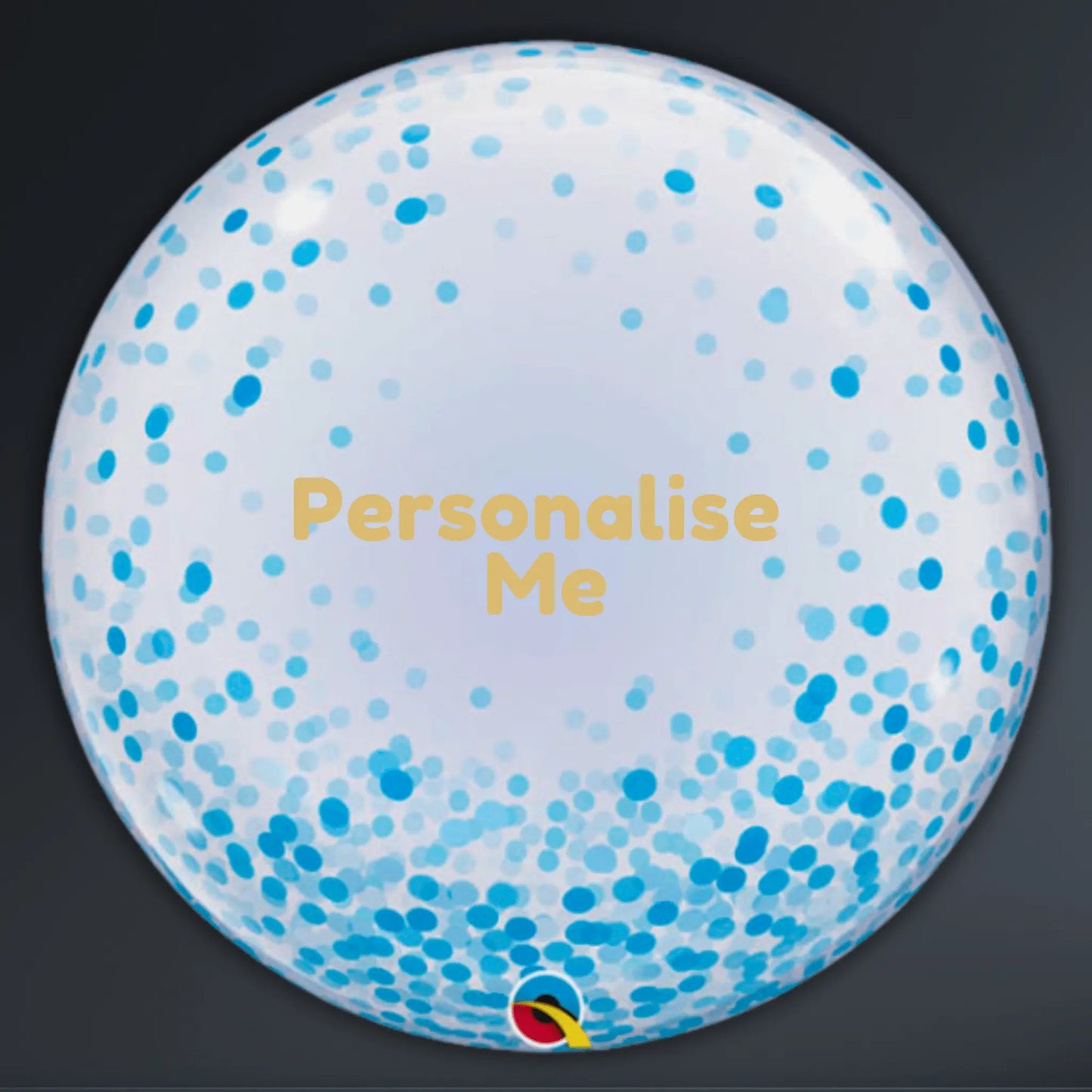 24 - Inch Blue Confetti Dots Deco Bubble Balloon – Personalised | The Party Hut