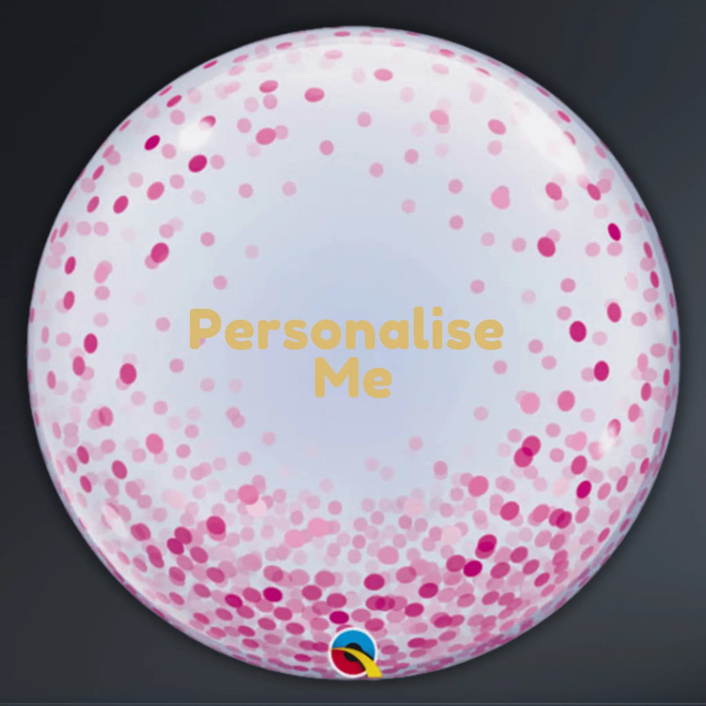 24 - Inch Pink Confetti Dots Deco Bubble Balloon – Personalised | The Party Hut