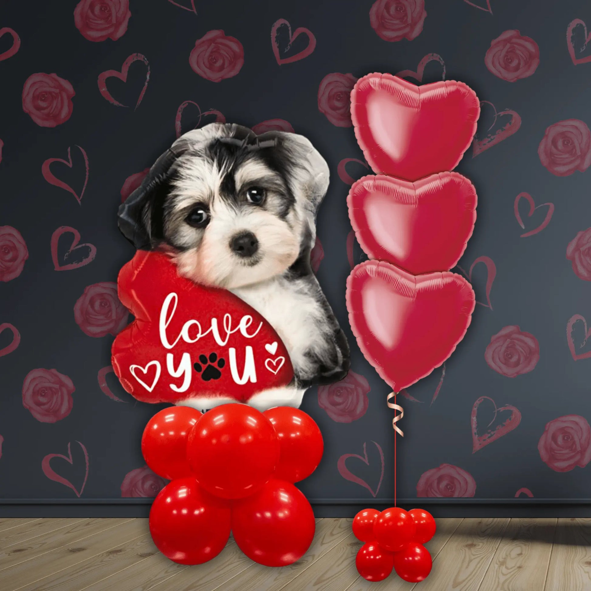 I Woof You Balloon Stack – 5ft Air-Filled Dog-Themed Floor Display