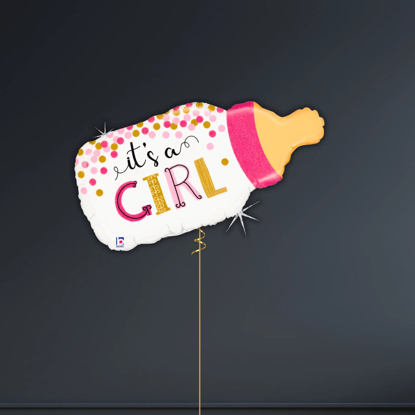 33" "It's a Girl" Confetti Baby Bottle Foil Balloon - Single & Bouquet Options | The Party Hut