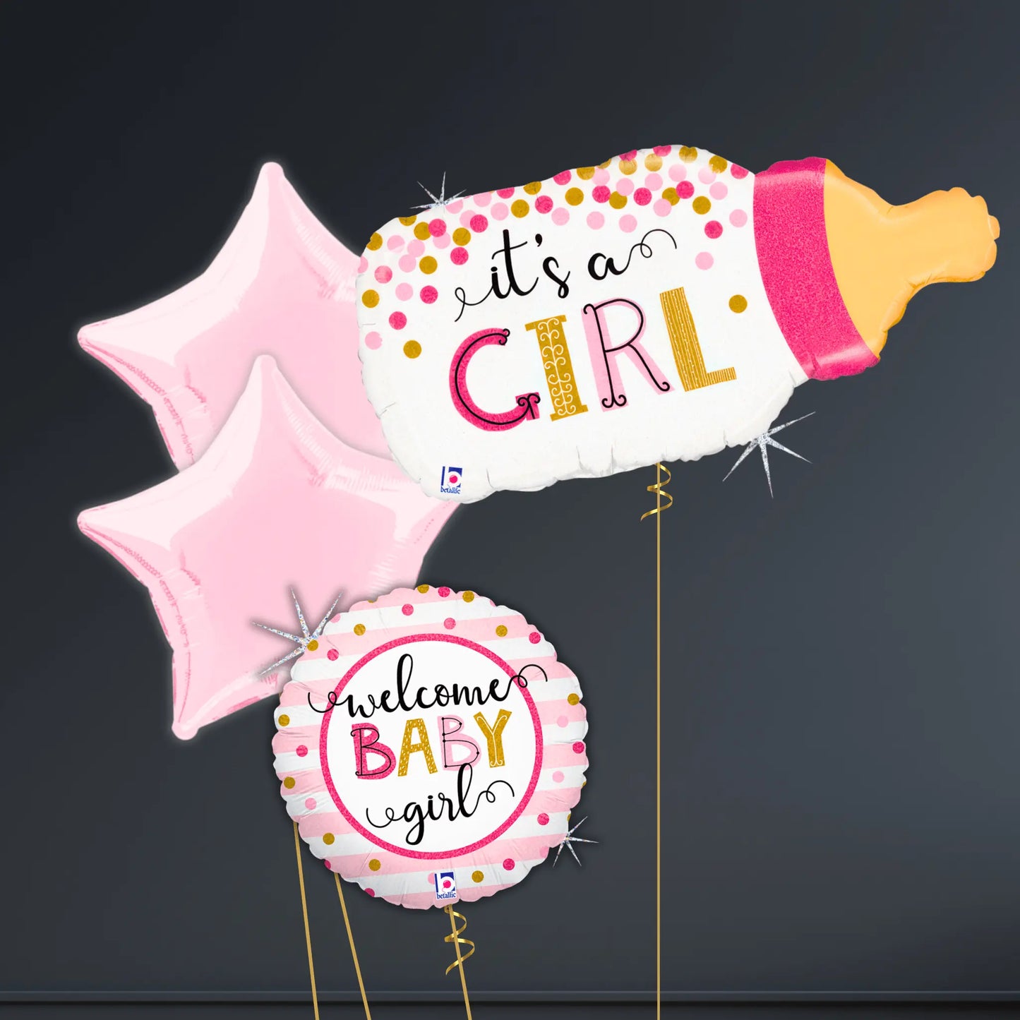33" "It's a Girl" Confetti Baby Bottle Foil Balloon - Single & Bouquet Options | The Party Hut