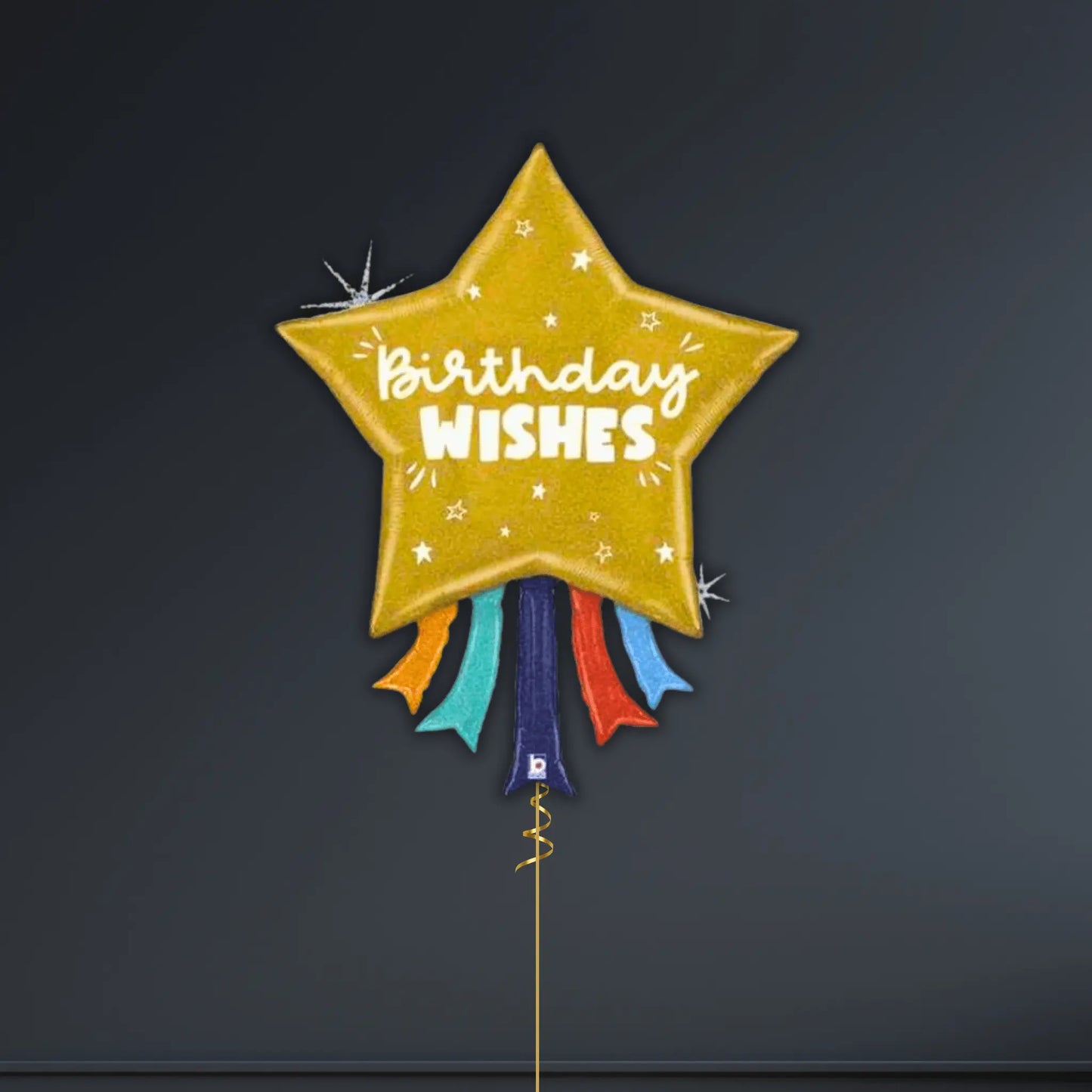 36'' Birthday Wishes Star Balloon with Ribbon Tassels – Party Perfection | The Party Hut