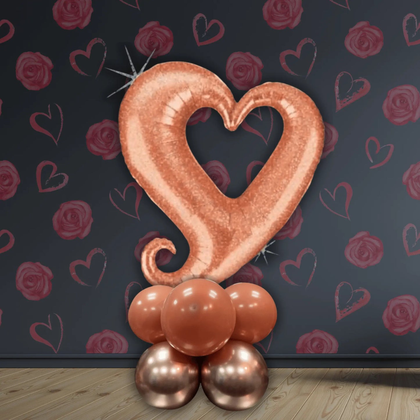 37" Rose Gold See - Through Heart Balloon Stack – Single or with Heart Balloon Bouquet | The Party Hut