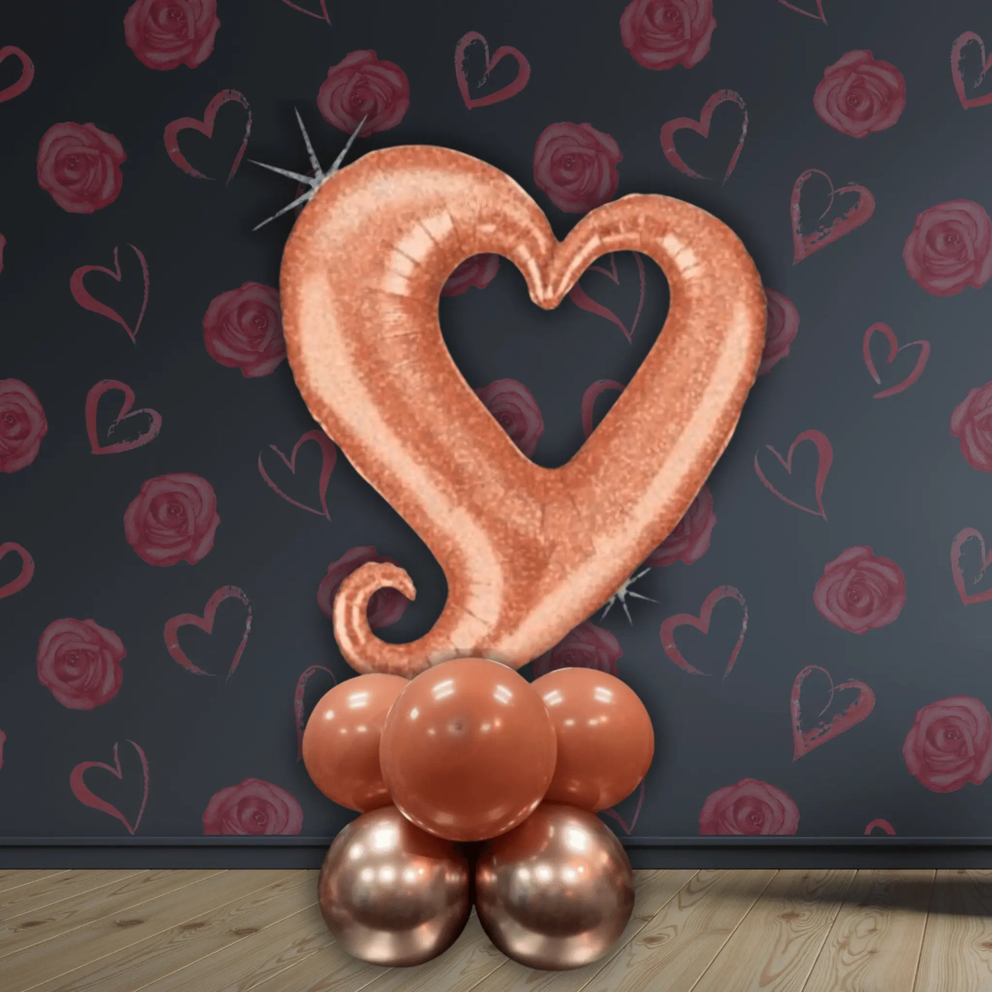 Rose Gold Open Heart Balloon Stack