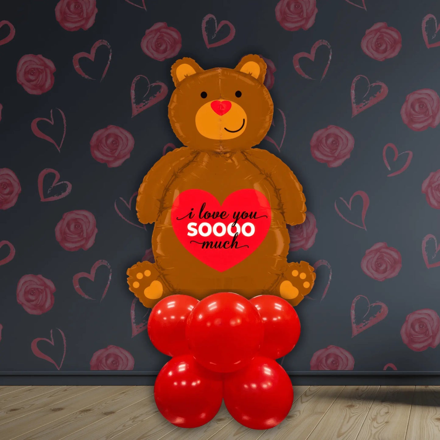 4 - Foot "I Love You Soooo Much" Bear Balloon Display | The Party Hut