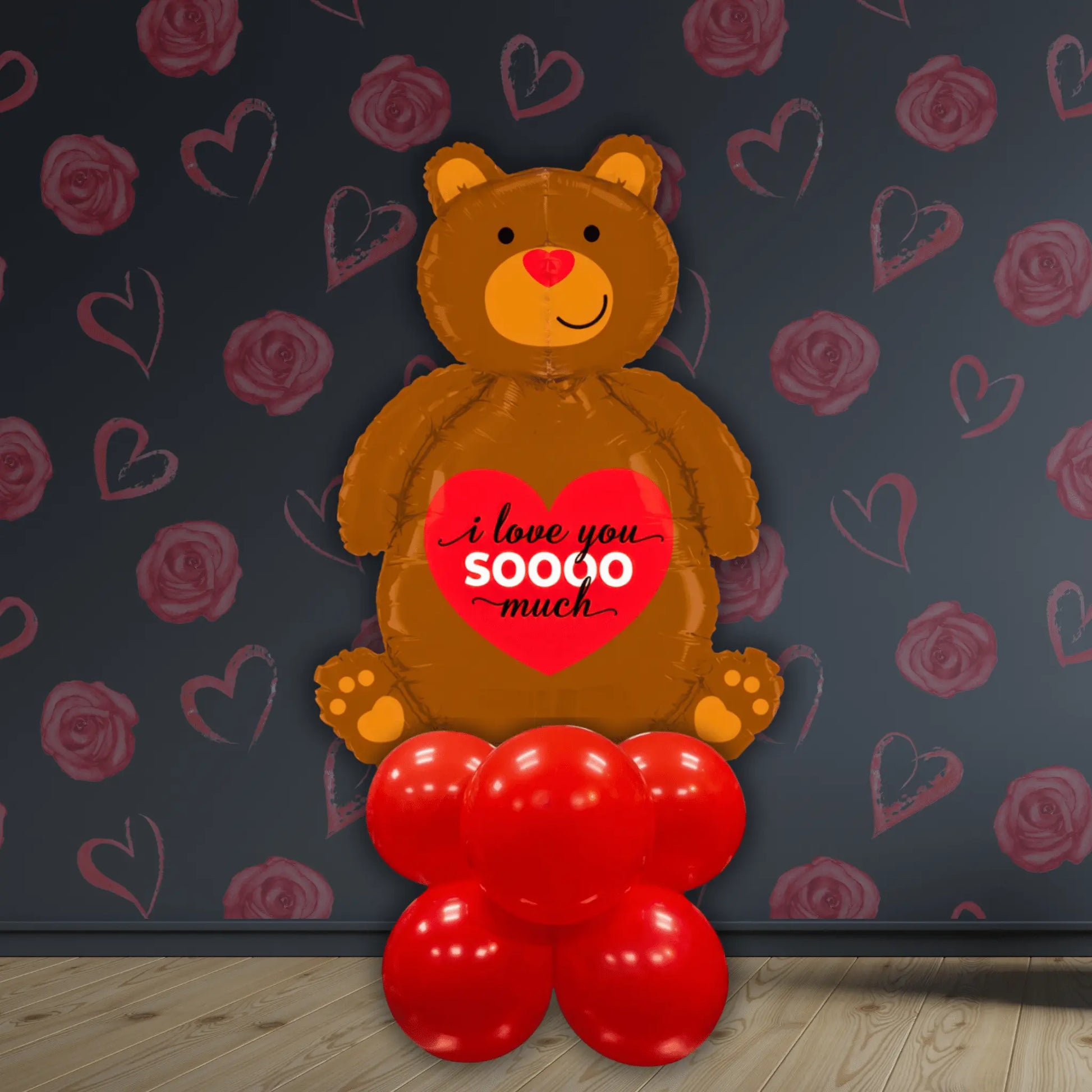 I Love You So Much Bear Balloon Stack